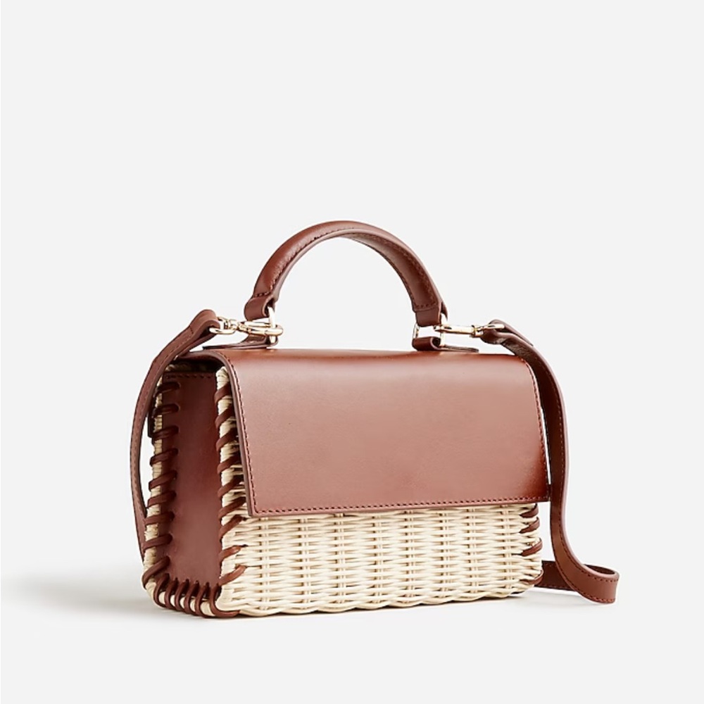2of2 NEW! JCrew Small Leather & Wicker Raffia Bag (2of2)